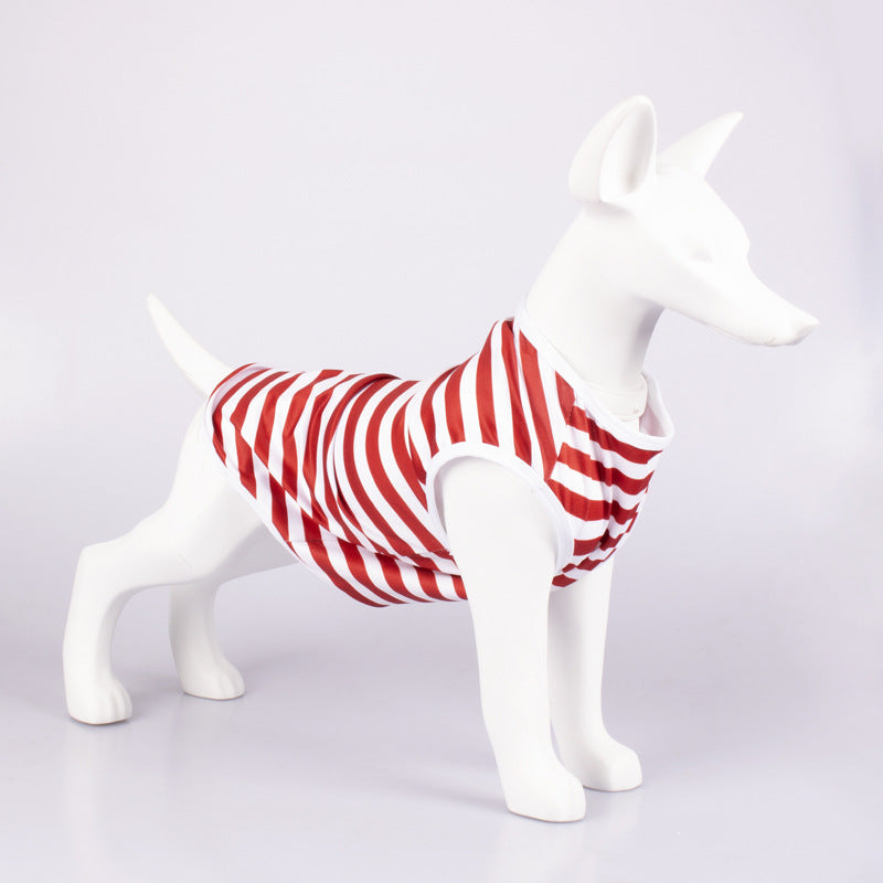 Pet Striped Crew Neck Tank Top T-Shirt Apparel