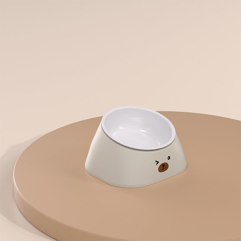 Pet Stainless Steel Tilted Cervical Support Feeding Bowl