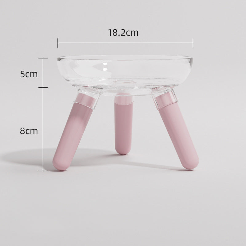 Pet Transparent Glass Anti Knock Feeding Drinking Bowl