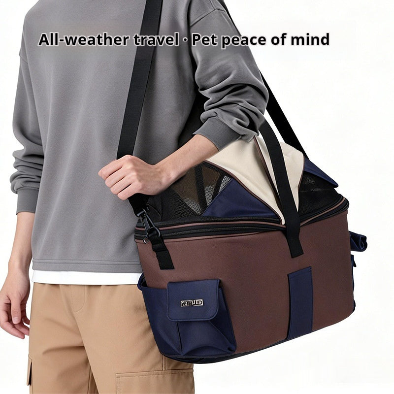 Foldable Canvas Pet Rear Seat Carrier Travel Bag