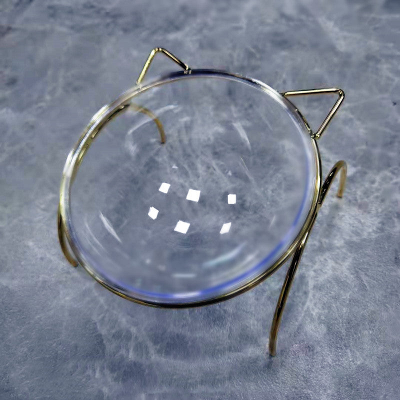 Pet Glass Feeding Water Bowl With Metal Stand Rack