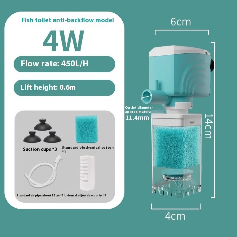 Anti Backflow Fish Tank Aerating Built In Filter System