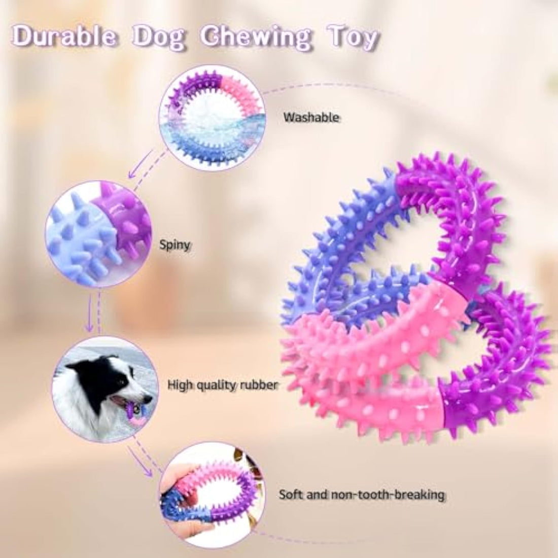 Pet Rubber Chew Ring Teething Interactive Toy For Pets
