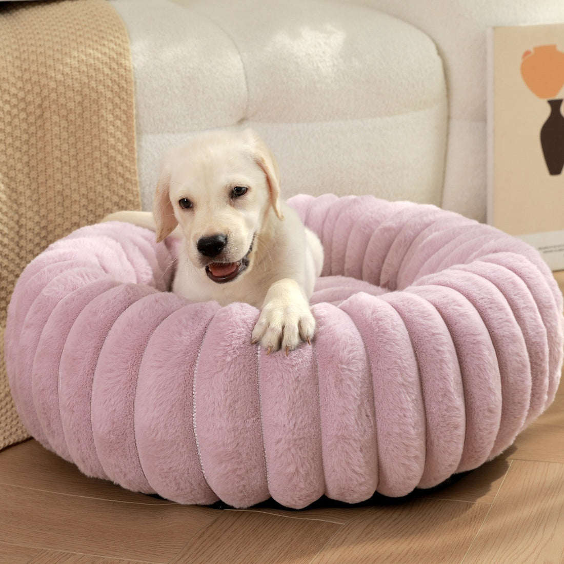 Pet High Weight Plush Round Warm Winter Nest Bed
