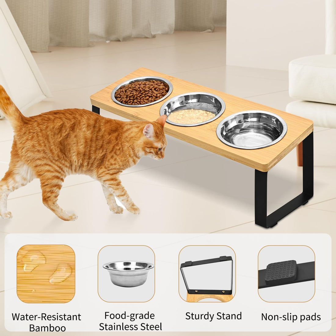 Pet Wooden Iron Feeding Rack Bowl Stand