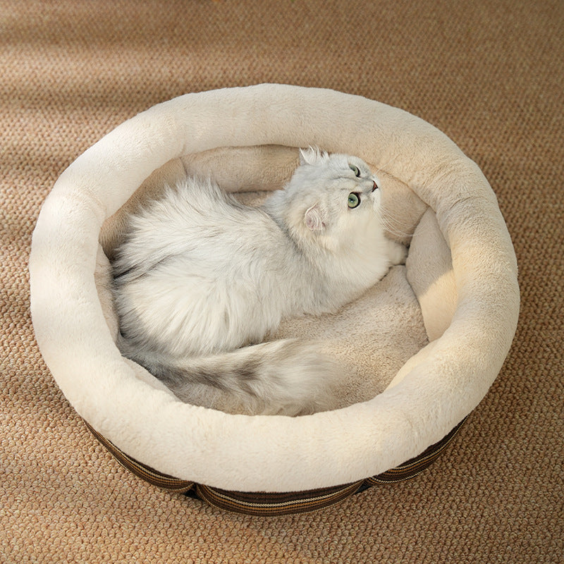 Round Pet Bed Linen Non Slip Sleeping Mat Nest