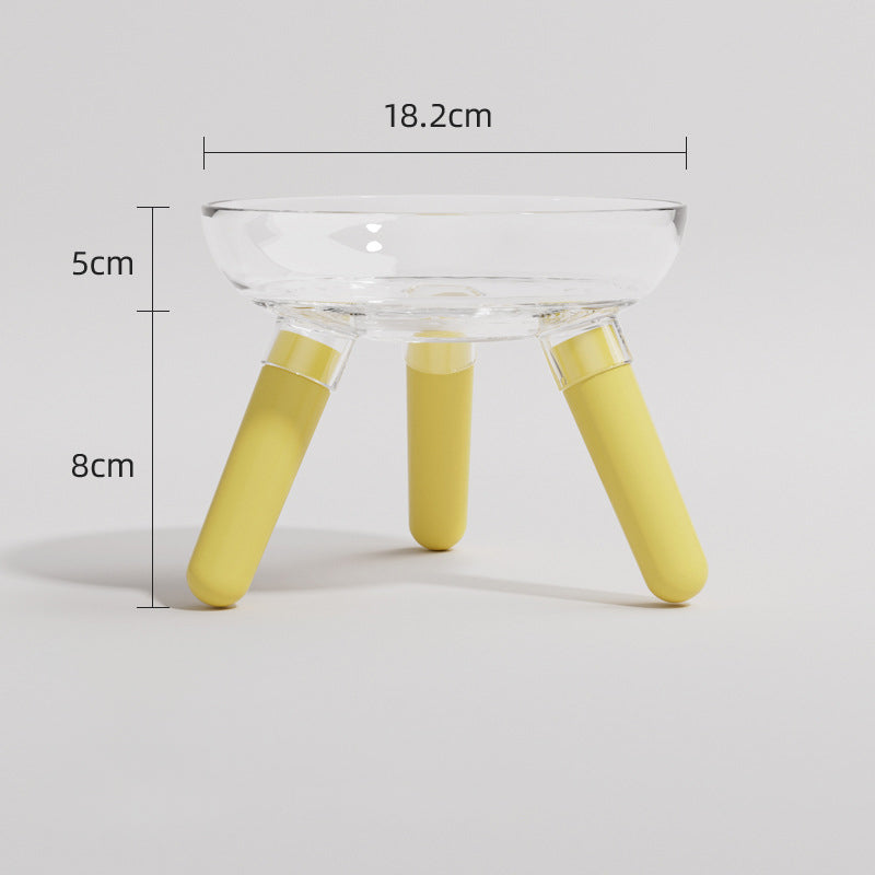Pet Transparent Glass Anti Knock Feeding Drinking Bowl