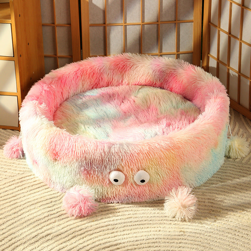Pet Winter Warm Cute Monster Round Nest Bed House