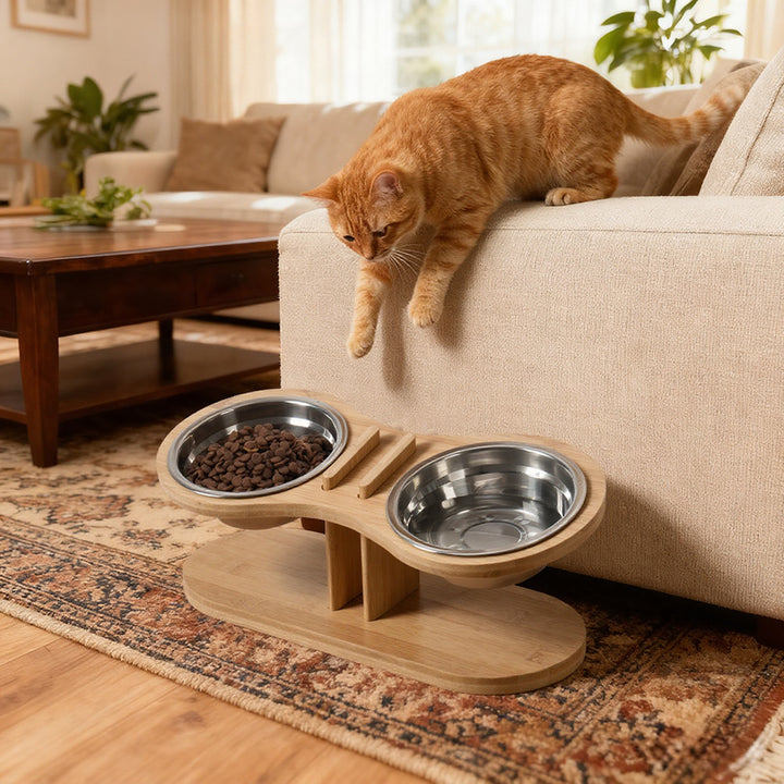 Pet Adjustable Tilted Feeding Bowl Stand Ergonomic Elevated Dish