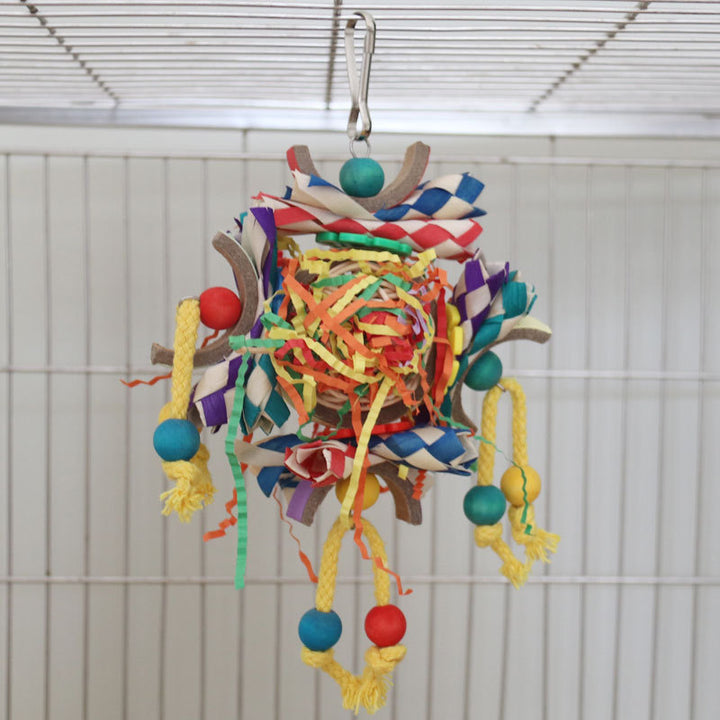 Colorful Vine Paper Tube Bird Cage Parrot Toy Pendant