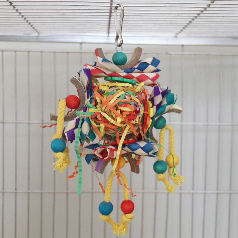 Colorful Vine Paper Tube Bird Cage Parrot Toy Pendant