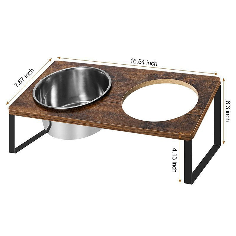 Pet Wooden Iron Feeding Rack Bowl Stand