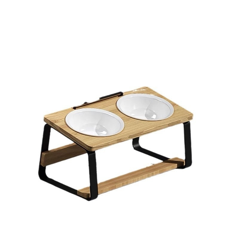 Pet Ceramic Double Bowl Cervical Spine Support Feeding Stand