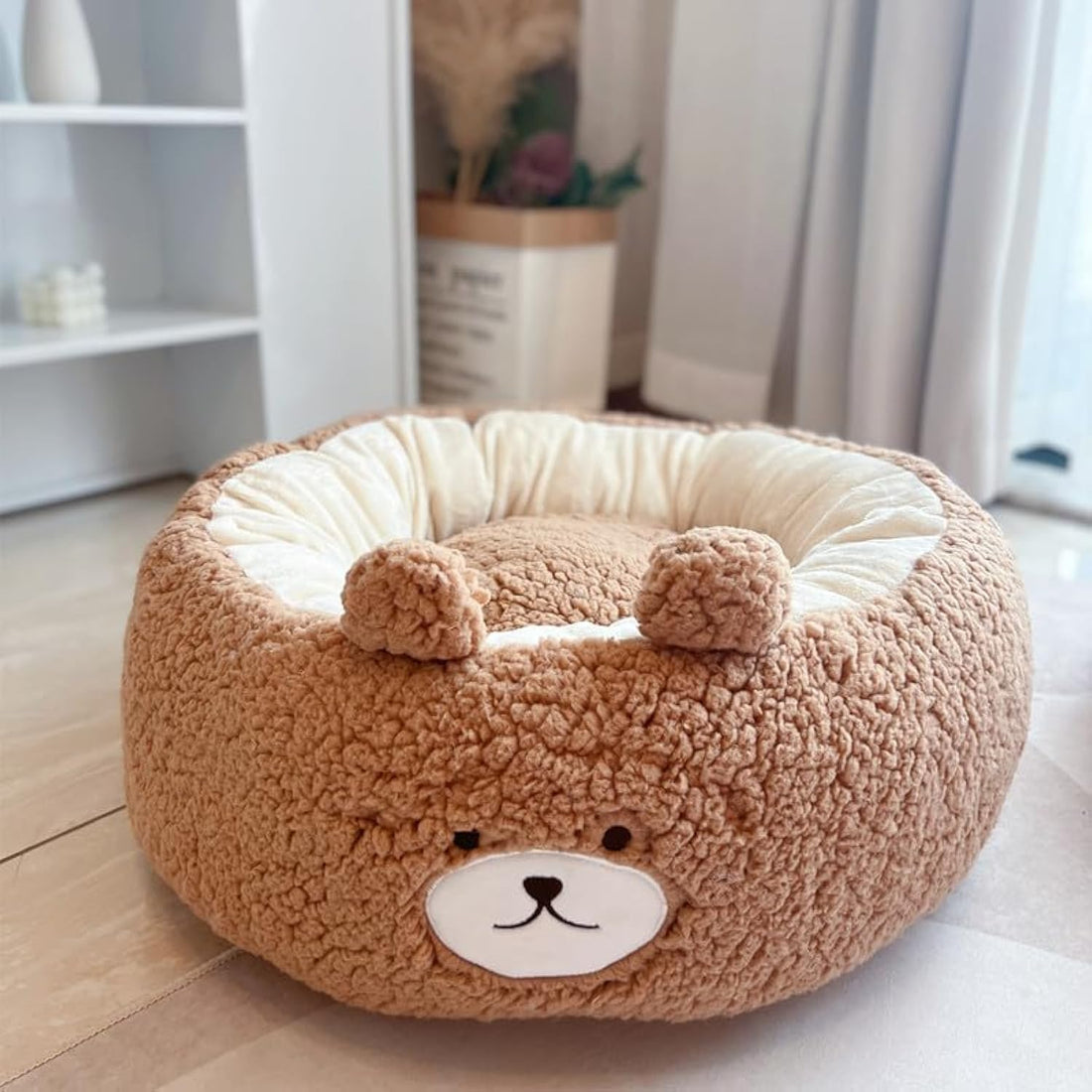 Pet Cartoon Plush Round Four Seasons Nest Cushion Bed