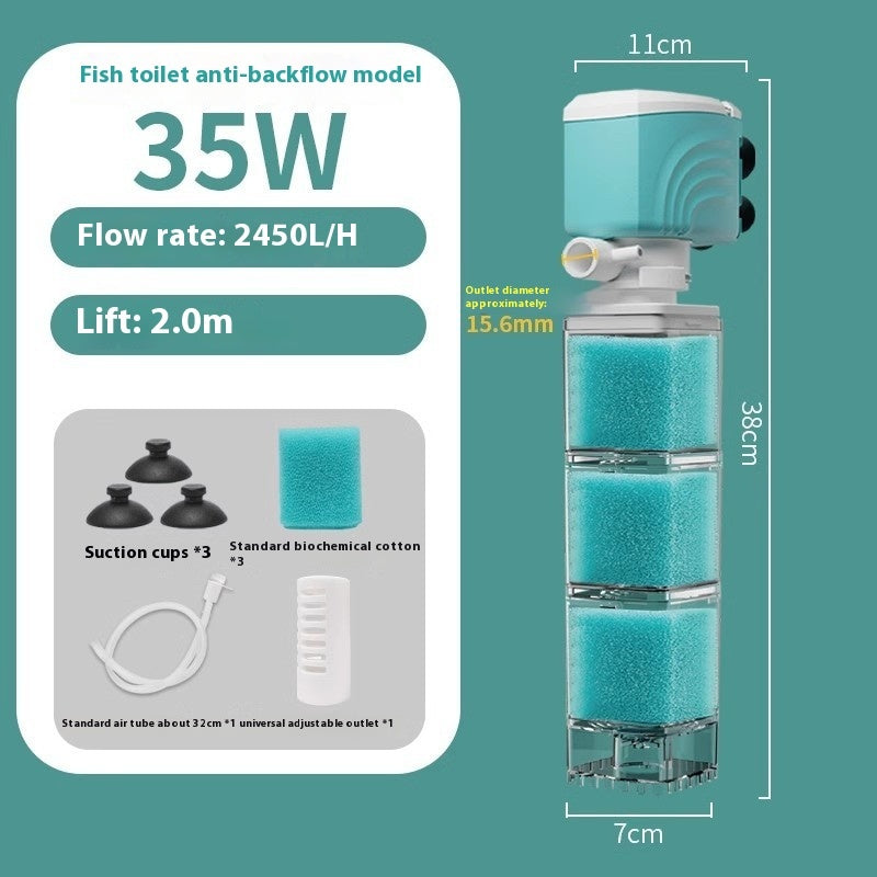 Anti Backflow Fish Tank Aerating Built In Filter System